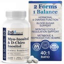 Zns Myo-Inositol & D-Chiro Inositol Supplement | Hormonal Balance & Menstrual Syklus støtte | 40:1 Ideell forhold | Ovarian helse og fertilitetshjelp | 2050mg | 30-dagers veganske kapsler