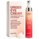 Koffein under øyet krem for puffiness og poser under øynene - Roller for puffy øyne og mørke sirkler under øyet behandling for kvinner, menn - hyaluronsyre og niacinamid serum - ansiktspuffiness Reduser