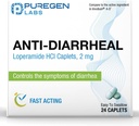 Puregen Labs Anti-Diarreal Caplets - 24 greve - 2 mg Loperamid Hydrochlorid - Lett å svelge Anti-Diarrea piller - Diarrea og Mage Relief - Kontrollsymptomer på Diarrea