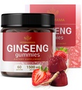 HERBAMAMA Panax Ginseng Gummies - 1500mg koreansk rød Ginseng Root for energi støtte - Vegansk, ikke-GMO rød Panax immunstøtte Supplement - 60 Pectin-basert Strawberry-Flavored Chews