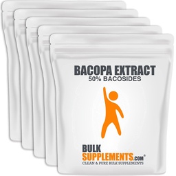 BulkSupplements.com Bacopa Extract pulver - Bacopa Monnieri Supplement, Bacopa pulver - Bacopa Supplements, Vegansk & Glutenfri, 500 mg per servering, 5kg (11 lbs) (Pack of 5)