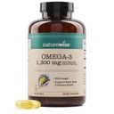 NatureWise Ultra Omega 3 Fish Oil 2200 mg - Triglyserid Form - Lemon Flavor - Wild-Caught Fish Oil + EPA & DHA - støtter hjernen og hjertet helse - Burpless, ikke-GMO - 180 Softgels[3-måneders forsyning]