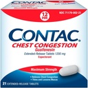 Kontac bryst kongessjon, maksimal styrkeforventende kontroller Cough og Thins og Loosens Mucus, utvidede releasetabletter, Guaifenesin 1200 mg, utvidede releasetabletter, 21 greve