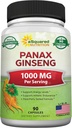 aSquared ernæring naturlig koreansk Panax Ginseng (1000mg Maks styrke)-90 kapsler Root Extract Complex (rød & hvit), høy dosering Ginsenosides i frø, asiatisk pulvertilskudd, tabell piller for energi