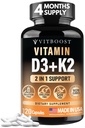 VITBOOST vitamin D3 K2 kompleks - lett å svelge - Vitamin D (D3) 5000 IU (125mg) & K2(MK-7) 90 mg | Ikke-GMO | Glutenfri | USA laget 120 kapsler