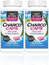 Charcocaps raskt fungerende gass relief for blooting & flatulens, narkotikafri avgiftsfri aktivert Charcoal Formula, 100 kapsler, 30 dagers forsyning, rosa-pakke 2