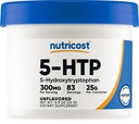 Nutricost 5-HTP pulver 25 gram (300mg per servering) - Glutenfri og ikke-GMO, ren 5-htp