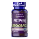 Puritans Pride Premium Resveratrol Youth GuardTM 100 mg, Dietary Supplement for immunsystem, antioksidant, sukkermetabolisme, blodflyt, og vaskulær funksjonsstøtte, 120 Rapid Release Softgels