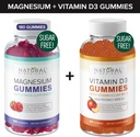 Sukkerfri Magnesium Gummies (180 Gummies) & sukkerfri vitamin D Gummies (60 Gummies) – immunstøtte og avslappende verdi Bundle, Gelatin-fri, Glutenfri, Vegetarisk, Alle naturlige, GMO-fri, Kosher