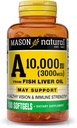 MASON NATURAL vitamin A 3000 mikrog (10 000 IE) fra fisk leverolje, støtter visjon og immun helse, 100 Softgels