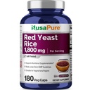 NusaPure Rød Yeast Rice 1800mg 180 Veggie Capsules (Non-GMO, Vegan)