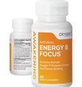 Oppvåkning naturlig energi og fokus Nootropic Supplement med Panax Ginseng, Guarana Extract & Chromium Picolinat | Brain Supplement for fokus, energi, Mood & Klarhet | Glutenfri Veggie, USA - 60 Caps
