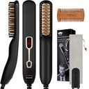 VOVO Beard Straightener Comb oppgradering profesjonell 2 i 1 menns beared straightening heated hår straightening børste bærbare anti-burn 6 temperatur justerbar med LED-skjerm for hjem og reise