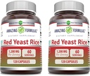 Amazing Formler Rød Yeast Rice 1200mg Per Serving Kapsler Supplement | Ikke-GMO | Glutenfri | Laget i USA (120 greve | 2 pakke)