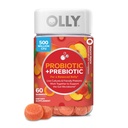 OLLY Probiotic + Prebiotic Gummy, Digestiv støtte og Gut Helse, 500 millioner CFU, Fiber, voksen Chewable Supplement for menn og kvinner, fersken, 60 dagers forsyning - 60 teller