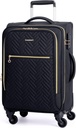 BAGSMART bære på bagasje 20 tommers,Softside utvides suit case med spinner hjul, Bagasje 22x14x9 Airline godkjent rullende lettvektsbukser for kvinner menn, kompakt bære-on (svart)