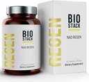 BIOSTACK NAD Regen - Avansert NAD+ Supplement med NAD3, Yüth Spermidine, Resveratrol, Niacinamide ® NMNH Alternative ® Anti Aging, Longevity & Cellular Health, Vitamin B3 Complex (180 kapsler)