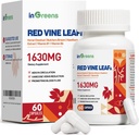 Red Vine Leaf Extract 1630mg med heste kastanje, slakters Broom, Hawthorn Supplement for varicose vener, bein, sirkulasjon, hjerte, hud, støtte for hjerte helse, laget i USA, 60 kapsler