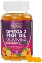 Omega 3 Fish Oil Gummies, hjerte sunn Omega 3 Gummy Supplement med høy absorpsjon DHA & EPA, Extra styrke felles og hjerne støtte, Delicious Orange Flavor Fish Oil Nature vitamin - 60 Gummies
