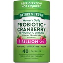 Naturens sannhet probiotika for kvinner | 5 milliarder CFU daglig | 40 vegetariske kapsler | med Cranberry | Ikke-GMO & Glutenfri | Ingen kjøleskap nødvendig