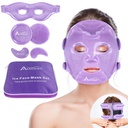 Atsuwell kjøling is ansikts øyemaske sett for mørke sirkler og puffiness, 6 Gel kalde pakker for ansikt, øyne, myk Plush lining is pads kald kompressor, avslapping, kjølepose inkludert