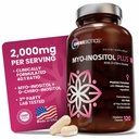 OmniBiotics Myo-Inositol & D-Chiro Inositol Supplement med 40:1 Ratio for hormonbalanse for kvinner - kvinner Supplement for å støtte reproduktiv helse og ovarian funksjon. Ikke-GMO - 120 Vegan Kapsler