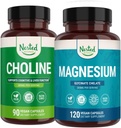 Nestet Naturals Choline Bitartrat & Magnesium Glycinate Chelate Stack | Avslapping, søvnstøtte, kognitiv ytelse (210 Antall)