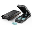 Pill Cutter med automatisk centrering enhet, aluminium piller Splitter med 316L rustfritt Blade, ekte skinn saken, profesjonell piller splitter for å skjære små piller eller store piller (svart)