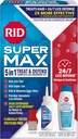 RID Super Max Lice Behandlingssett, dreper Lice & Super Lice & Egg + 24/7 Lice Defense, Pesticid Free, 3.4 FL OZ løsning + 6,8 FL OZ Daily Defense Shampoo & Conditioner + Nit fjerning Comb