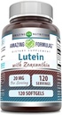 Amazing Formler Lutein 20 mg med Zeaxanthin 800 mhg  Soft Softgels Supplement | Ikke-GMO | Glutenfri | Laget i USA (120 greve)