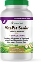 NaturVet –VitaPet Senior Daily Vitamins for eldre hunder – Plus glukosamin – Fullspektrum av vitaminer og mineraler – Forbedret med glukosamin for tilsatt felles støtte – 60 Time Release Tabletter