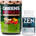 Nutrologi Grønn og frukter Powder-Naturlig laget Superfood, Vanilla kanel (30 Serveringer) Zen Naturlig Magnesium Supplement (30 Serveringer)
