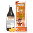 EMULSION DE ESCOCIA Cod Liver Oil, Orange Flavor, 6,5 fl oz (1 pakke) - Fiskeolje med vitaminer A, D, E, B1, Omega-3 for immun- og beinhelse, barn og voksne