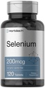 Horbäach Selenium Supplement for kvinner og menn | 200mcg | 120 tabletter | som Selenium Yeast | vegetarisk, ikke-GMO og glutenfri
