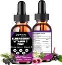 Organic Elderberry Syrup, flytende dråper Elderberry Vitamin C og sink for voksne, 11-i-1 Sambucus Black Elderberry Tinktur m / vitamin D3, Hav Moss Svart Seed, Elderberry Immune Support Supplement