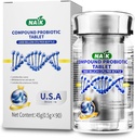 NAIK Probiotika 1800 milliarder CFU - 10 strenger + organiske prebiotika - Immune, Digestiv & Gut Helse - støtter anledninger, diarrea, gass & blotting - for kvinner og menn - 45ct