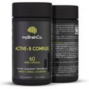 myBrainCo. Active-B Complex – høy styrke Aktivert B-vitamin Supplement med B2, B6, B12 & Methyl Folat – støtter energi, hjernefunksjon og nervesystem – 60 vege-kapsler