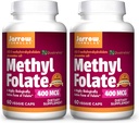 Jarrow Formulas Metyl Folat 400 mg - 60 Veggie Caps, pakke med 2 - Biologisk aktiv form av folat - 4th Generation Folic Acid Technology - 120 Total Services