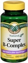 Spring Valley Super B-Complex, Metabolisme Støtte, 100 tabletter