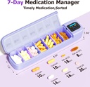Daviky Smart Pill Organizer med Alarm, Bluetooth daglig en gang daglig pille boks 7 dag med APP, ukentlig reise piller tilfelle, bærbar pille påminnelse for medisiner, kosttilskudd og vitaminer (Purple)