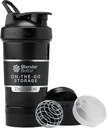 BlenderBottle Shaker Flaske med pilleorganisator og lagring for proteinpulver, klassisk V2 ProStak System, 22-Ounce, Midnight Black