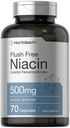Horbaach Niacin 500mg | 70 kapsler Flush gratis kosttilskudd | som Inositol Hexanicotinat | Ikke-GMO og Glutenfri