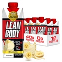 Lean Body Ready-to-Drink Banan Protein Shake, 40g Protein, Whey Blend, 0 Sukker, Glutenfri, 22 Vitaminer og mineraler, 17 Ounce (Resirkulerbar Carton & Lid - Pakke med 12)