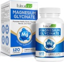 Pure Magnesium Glycinat, høy absorpsjon Magnesium, Magnesium Supplement støtter ben, muskel, nerve, bein helse, 120 Magnesium Glycinat Kapsler