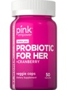 PINK Probiotika for kvinner | Digestiv Helse Støtte Kapsler Plus Cranberry | 50 greve | Vegetarisk, ikke-GMO & Glutenfri Supplement