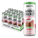 Optimum Ernæring Amino Energi Sparkling Hydration Drink, Elektrolyter, Koffein, Aminosyrer, BCAA, Sukkerfri, Kokosbær Breeze, 12 Fl Oz, 12 Pack (Packing May Vary)