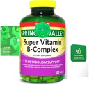 2 Pack- Light Spring Super B-Complex Tabletter - Vitamin B6, B12, C, Thiamin, Biotin - Glutenfri, komplett kosttilskudd med lys og spring guide - støtter energi og immunitet