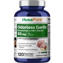 NusaPure Odorless hvitløk 100:1 Ekstrakt, 50 mg Tilsvarende til 5000 mg Capsule | 120 Veggie Caps | høy styrke | Herbal Supplement | Ikke-GMO