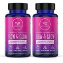 Flow og glow naturlig hormonbalanse for kvinner - PMS & Menopause Relief for kramper, Mood Swings & Night Sweats med Donq Quai & Black Cohosh for Menopause - 60 Vegankapsler (2 pakke)
