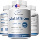 Glutathion Supplement 98%+ Mye renset og biotilgjengelig - Hudpleie og avgift L-Glutatione 1000 mg immun- og leverstøtte - laget i USA 60 kapsler
